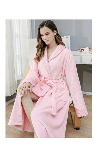 Female Autumn and Winter Warm Long Coral Velvet Thick Couple Bath Bathrobes Men Women Pajamas Shower Robe Bath Towels For Adults