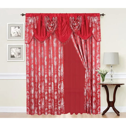 Jacquard Luxury Window 1 Panel Set Curtain with Attached Valance and Backing Bedroom