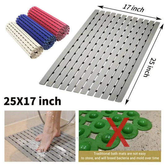 Premium Bath Mat Tub Shower Mat Non Slip PVC Bathroom Floor Pad Anti-bacterial Anti-Slip Shower Pad Gray