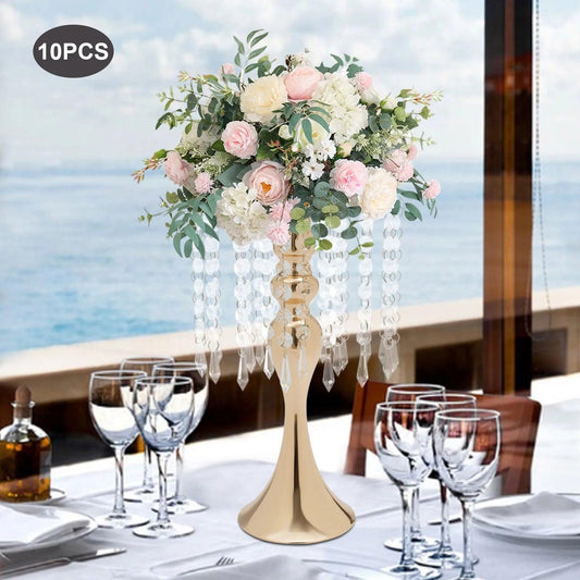 10pcs Metal Flower Stands Flower Holder Vases 35cm Height for Wedding Party Reception Dining Room Tables Centerpiece Decor