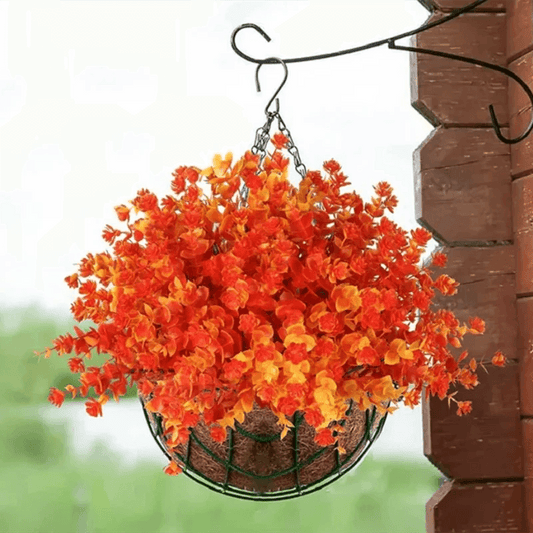 7 Forks Artificial Fall Flowers Outdoor Fake Flowers Plastic Shrubs Plants For Autumn Floral Arrangement Hanging Baskets