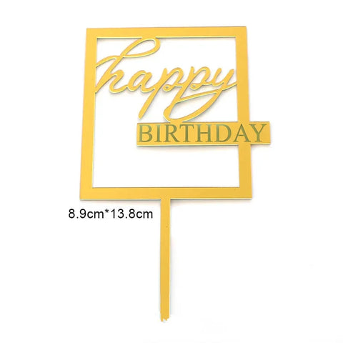 Ins Gold Happy Birthday Cake Toppers Birthday Girl Acrylic Kids Birthday Party Cake Topper Baby Shower Gift Dessert Decoration