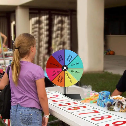 Prize Wheel 8 Slots Draw Spinnings Prize Lucky Wheel Of Fortune Game Color Roulette Wheel Stand Included Tabletop Prize Wheel