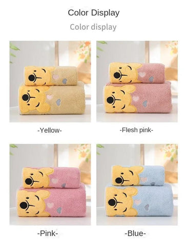 1-5PCS Winnie Bear Towel Bath Towel Set Soft and Absorbent Coral Velvet Bath Towel Home Wash Towel Children's Cartoon Bath Towel