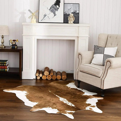 NOAHAS Cow Rug Cowhide Carpet Cow Print Rug for Bedroom Living Room Cute Animal Printed Carpet Faux Cowhide Rugs for Home Decor