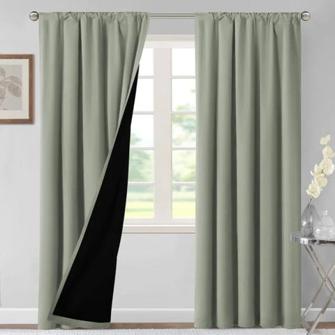 100% Blackout Curtains for Bedroom Thermal Insulated Blackout Curtains 84 Inches Long Rod Pocket Window Drapes