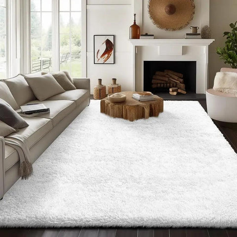 Furniture suppliesOphanie 8x10 White Area Rugs for Living Room, Cream Large Shag Bedroom Carpet, Big Indoor Thick Soft Nursery R