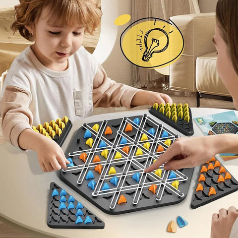 Geometry Chain Chess Puzzle Triangle Chess Family Desktop Game Educational Brain Teaser Strategy Game Logic Toy for Kids Adults