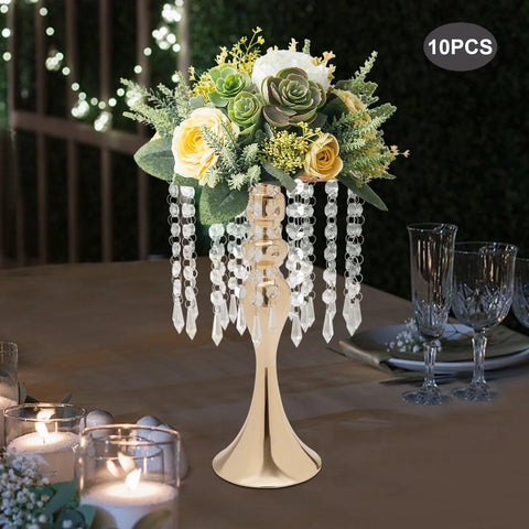 10pcs Metal Flower Stands Flower Holder Vases 35cm Height for Wedding Party Reception Dining Room Tables Centerpiece Decor