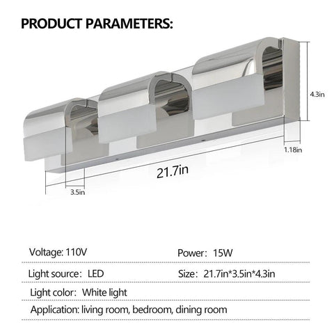 Bathroom Vanity Lighting 3-Light LED Vanity Lights Over Mirror Bath Wall Lighting