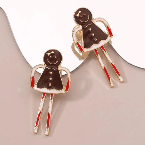 Sweet Christmas Gingerbread Man Earrings 2024 New Year Gifts