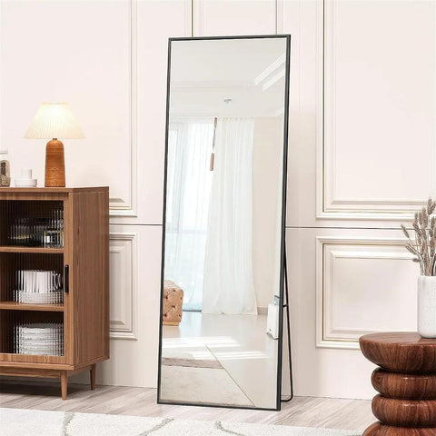 Full Length Mirror 64"x21" Full Body Mirror Rectangle Free Standing Wall Mounted Leaning Hanging Floor Mirrors, Black