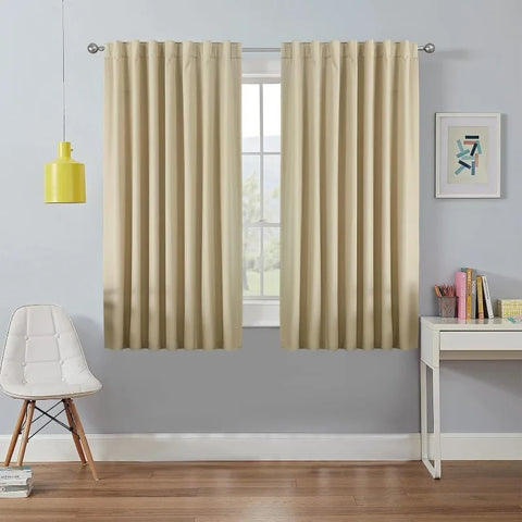 Blackout Linen Curtains Long 100% Blackout Drapes 95 inch Length 2 Panels Set