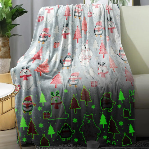 Christmas Luminous Soft Blanket with Lightweight and Breathable Material Suitable for Sofa Couch Bed