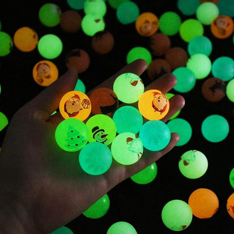 10/30Pcs Christmas Glow in The Dark Bouncy Balls Kids Birthday Party Game Gift Rubber Bouncing Ball Toy Pinata Goodie Bag Filler