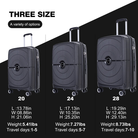 Travelhouse Expandable Hardshell Suitcase Double Spinner Wheels PP Luggage Sets Suitcase with TSA Lock,3-Piece Set (20/24/28）