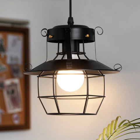 Retrol Iron Pendant Light Led Chandelier Cage Industrial Hanging Ceiling Lamp Kitchen Island Luminaire Fixture Dining Room Decor