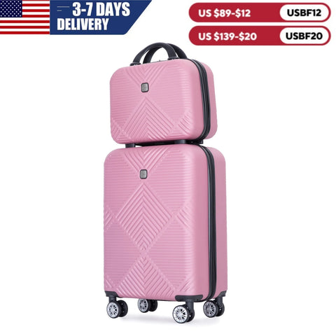 2 Piece Carry on Luggage Set, Airline Approved 20 Inch Luggage with Cosmetic Case，Hard Shell Suitcase with Spinner Wheels