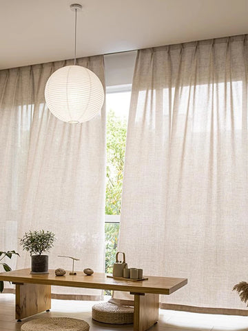 New Korean Style quality Solid Voile Beige Linen Sheer Curtains for The Living Room Bedroom Tulle Sheer Curtain Japanese Style