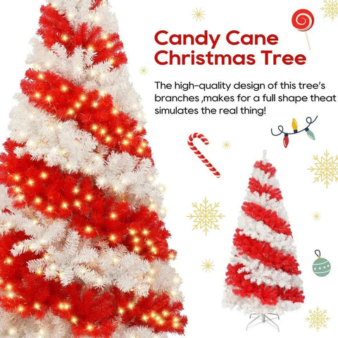 Christmas Trees Artificial Christmas Tree with Lights and Bendable Branches, Candy Vine Holiday Decoration, Christmas Decoration