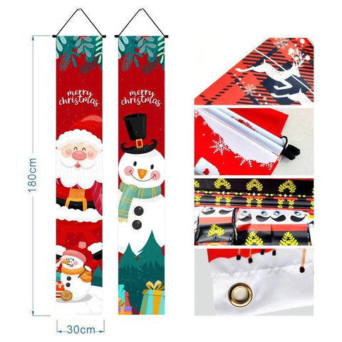 Merry Christmas Hanging Door Banner Santa Claus Snowman Couplet New Year Christmas Decorations For Home Xmas Gifts navidad