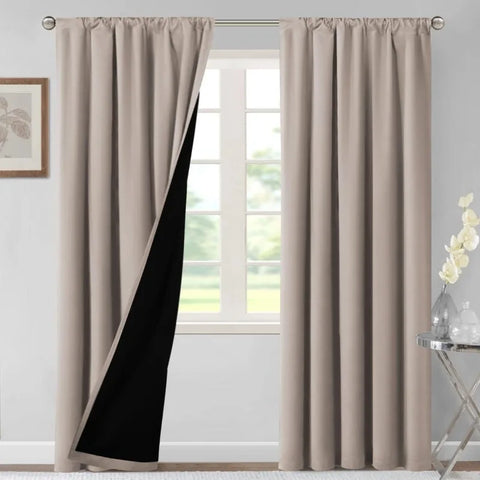 100% Blackout Curtains for Bedroom Thermal Insulated Blackout Curtains 84 Inches Long Rod Pocket Window Drapes