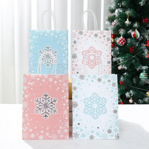 Christmas Santa Claus Snowflake Kraft Paper Handbag Marry Christmas Party Decor For Home 2024 Navidad Natal Noel New Year 2025