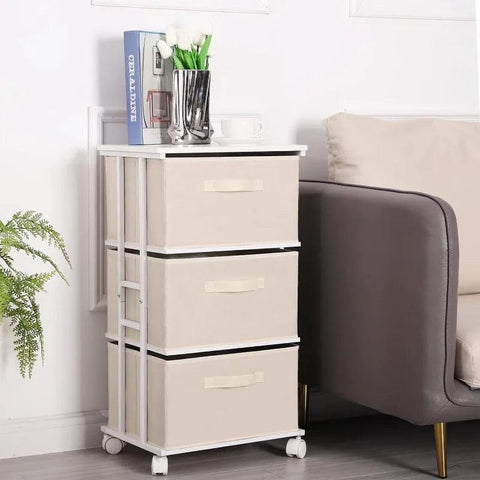 Dresser Storage with 3 Drawers, Fabric Dresser Tower, Vertical Storage Unit for Bedroom, Closet, Office