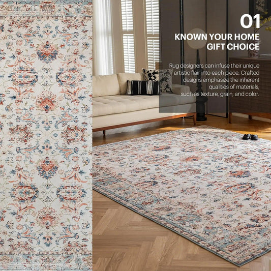 Orhopui Washable Rug,for Bedroom Living Room Kitchen Dining Room Rugs Non-slip Home Decor Carpet Faux Wool Rug Large Modern Art