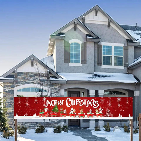 Christmas Outdoor Banner Flag Merry Christmas Decoration for Home 2024 Xmas Ornament Navidad Natal Noel Gift Happy New Year 2025