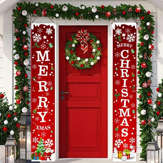 Merry Christmas Hanging Door Banner Santa Claus Snowman Couplet New Year Christmas Decorations For Home Xmas Gifts navidad