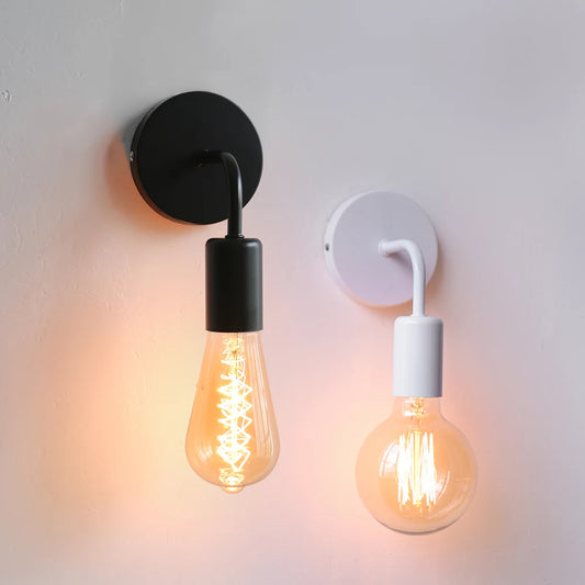 Nordic Modern Wall Lamp Iron Black E27 Indoor Lighting Bedside Bedroom Bathroom Lamp Sconce Wall Light Fixture Industrial Decor