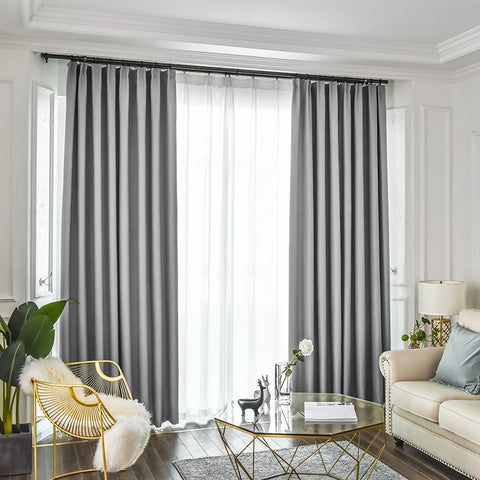 Modern Sky Blue Blackout Curtains for Living Room Bedroom Blackout Window Treatment Chidren’s Curtains Door Drapes Cortinas 80%