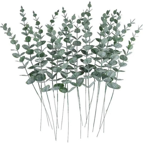 24pcs Eucalyptus Stems Artificial Eucalyptus Leaves Faux Greenery Branches Fake Flowers