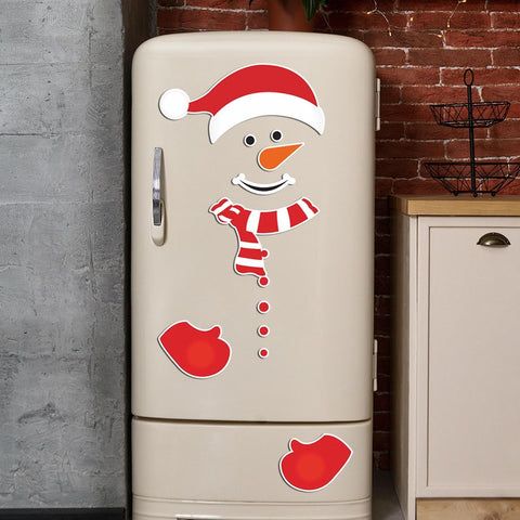 Snowman Refrigerator Magnets Xmas Stickers Christmas Decorations Metal Door Cabinets Garage Doors Paste Happy New Year