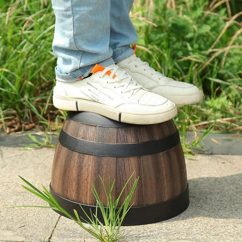 Plant Pot Faux Whiskey Barrel Shape Home Decor Plastic Indoor Outdoor Yard Patio Flowerpot Succulent Planter for Garden