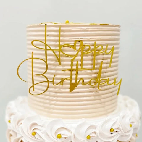 Ins Gold Happy Birthday Cake Toppers Birthday Girl Acrylic Kids Birthday Party Cake Topper Baby Shower Gift Dessert Decoration