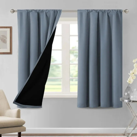 100% Blackout Curtains for Bedroom Thermal Insulated Blackout Curtains 84 Inches Long Rod Pocket Window Drapes