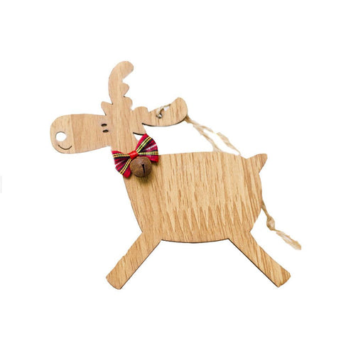 1pcs Wooden Christmas Deer With Bell Xmas Tree Pendants Ornaments For Christmas Party Christmas Decorations