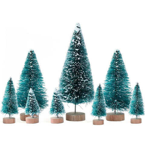 Artificial Mini Wooden Christmas Tree Blue Green White Gold Tower Pine Small Sisal Christmas Tree Tabletop Ornament Decor