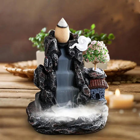 Waterfall Backflow Incense Burner Resin Backflow Incense Burner Candle Innovative Tower Incense Aromatherapy For Home Decoration