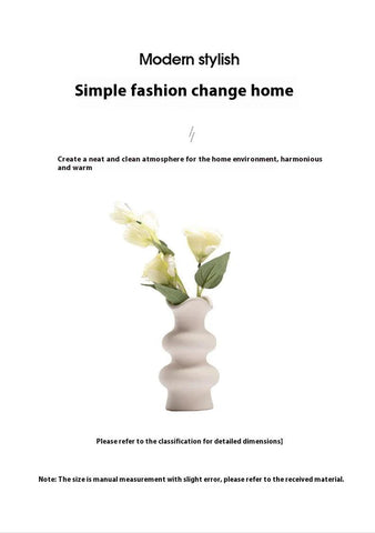 Modern Decorative White Ceramic Vases for Home Decor, Abstract Minimalist Vase for Pampas Grass, Boho Flower Vase, Aesthetic Cre