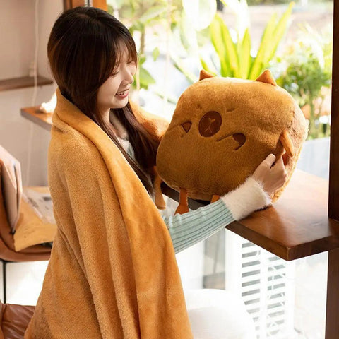 Capybara Pillow Plushies With Blanket Capybara Throw Pillow Stuffed Animals Hand Warmer Comfortable Hugging Pillow For Working