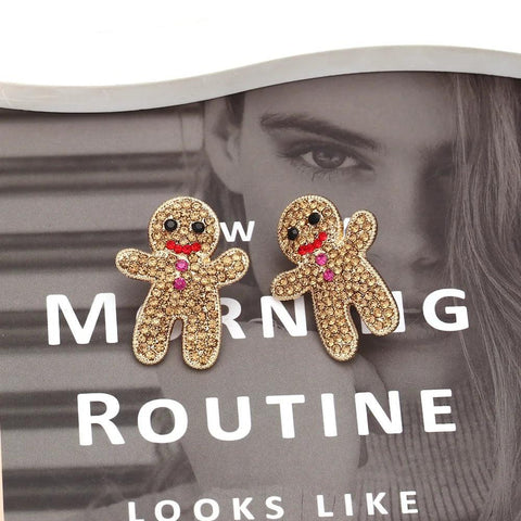 Sweet Christmas Gingerbread Man Earrings 2024 New Year Gifts