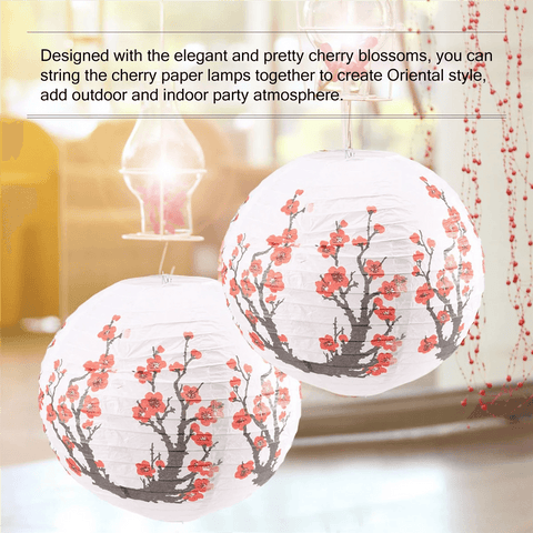 6 Pack 12Inch Flowers Paper Lantern White Round Chinese Japanese Paper Lamp for Home Wedding Decoration