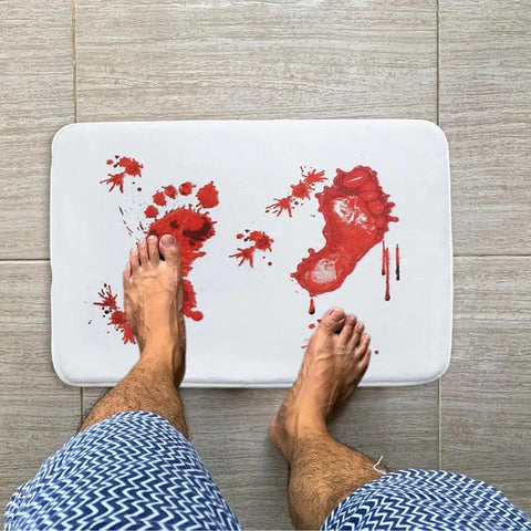 Halloween Blood Bathroom Carpet Quick Drying Footprints Halloween Decor Floor Rug With Anti-Slip Bottom Shower Mat Bloody