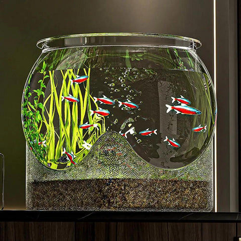 Clear Round Fish Bowl Aquarium Fish Tank Small Aquariums Flower Vase Centerpiece Desktop Aquarium for Betta Fish Turtle