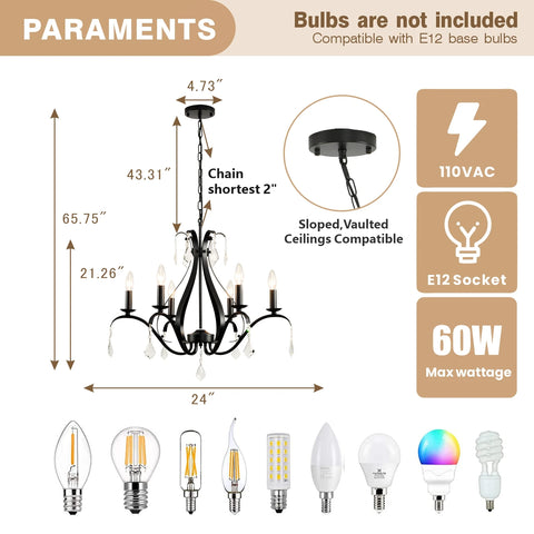 Modern Chandelier for Dining Room Living Room K9 Crystal Pendant Lighting Candle Chandeliers Home Decoration Light Fixtures Lamp