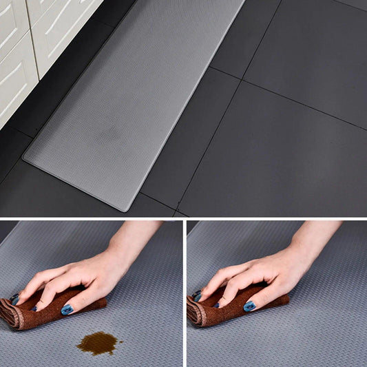 2Pcs Anti-Fatigue Comfort Kitchen Rug Waterproof Non-Slip Mat Set Gray