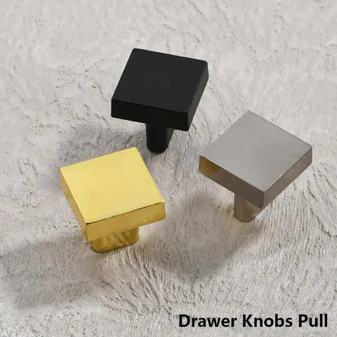 10PCS/1PCS Flat Black Square Cabinet Knobs 1" x 1" Furniture Door Cabinet Hardware Wardrobe Drawer Pull Handles kitchen Cupboard